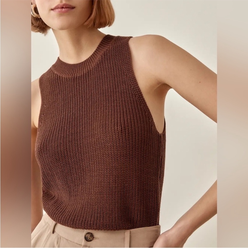 Reformation Brown Knit Sleeveless Tank Top
